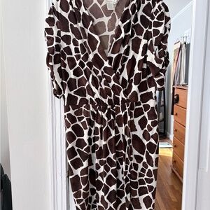 Donna Morgan Brown and Cream Giraffe Pattern Dress